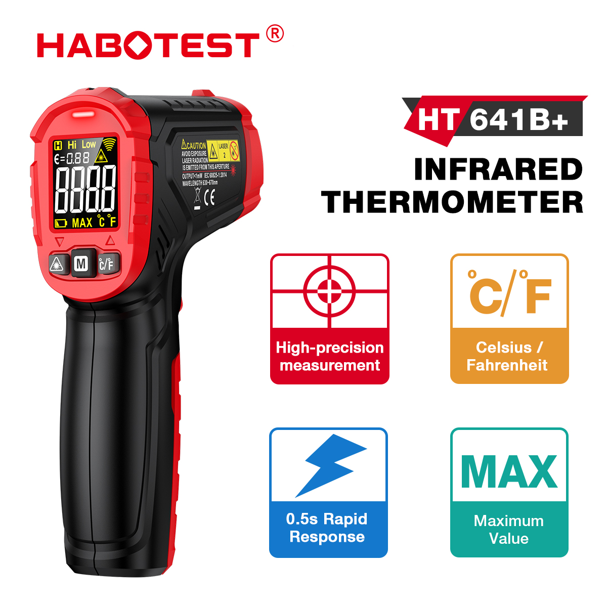 Soap Making Thermometer - HABOTEST HT641 Infrared Thermometer Non-Contact Laser