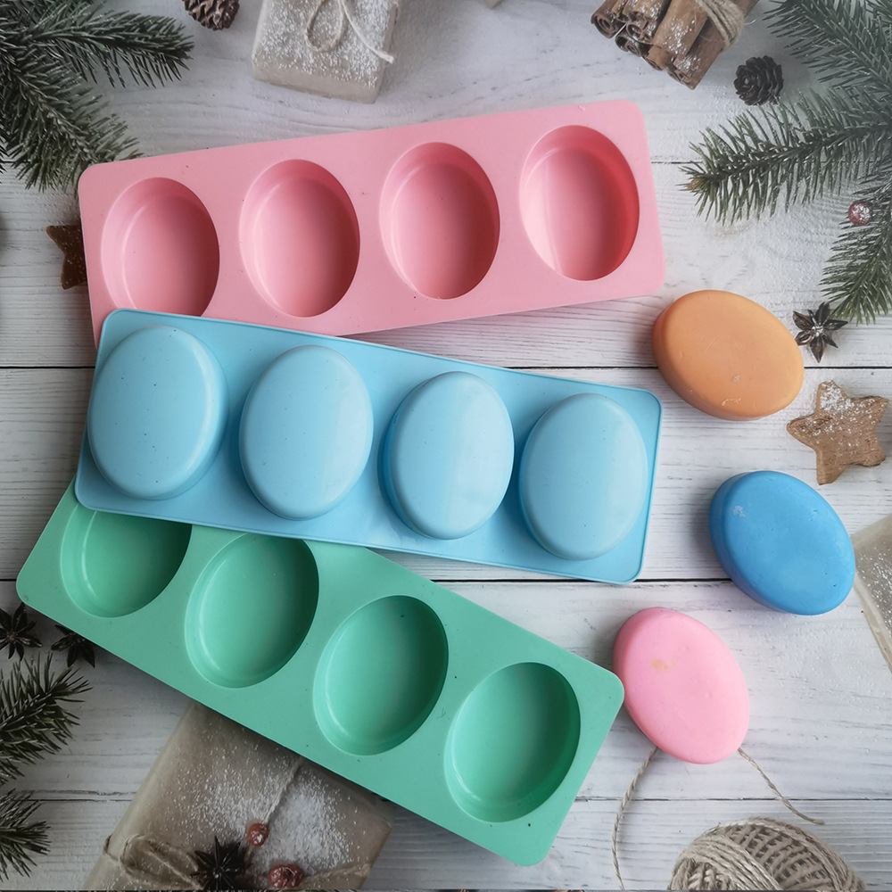 Soap Making Diy Kit - 4 Cavities Oval Handmade Soap Silicone